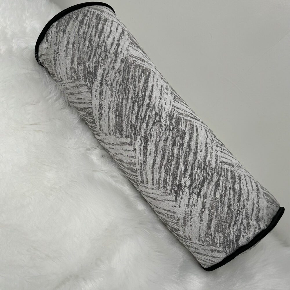 HILLIER LUXURY BOLSTER CUSHION WITH BLACK SATIN PIPING - Image 3