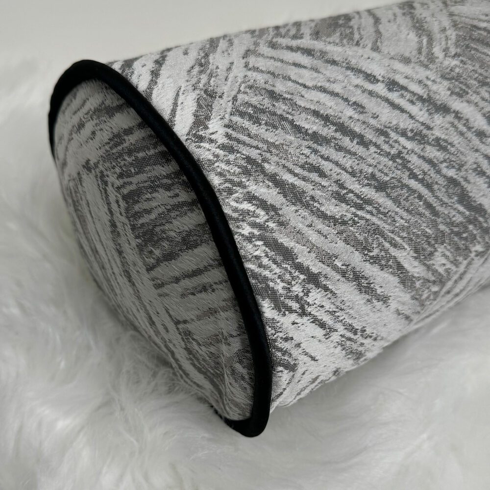 HILLIER LUXURY BOLSTER CUSHION WITH BLACK SATIN PIPING - Image 2