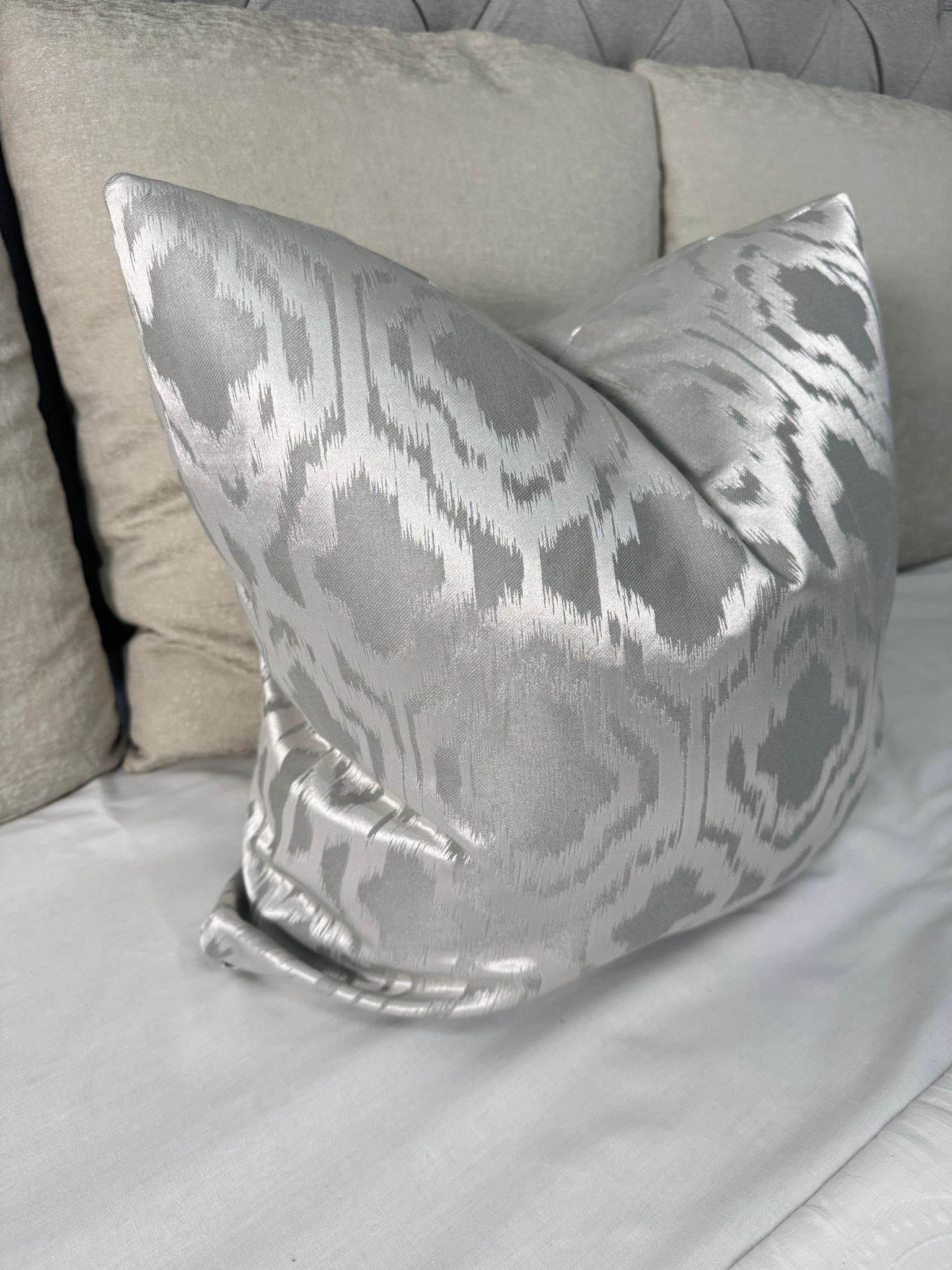 SILVER GEOMETRIC LUXURY CUSHION COVER