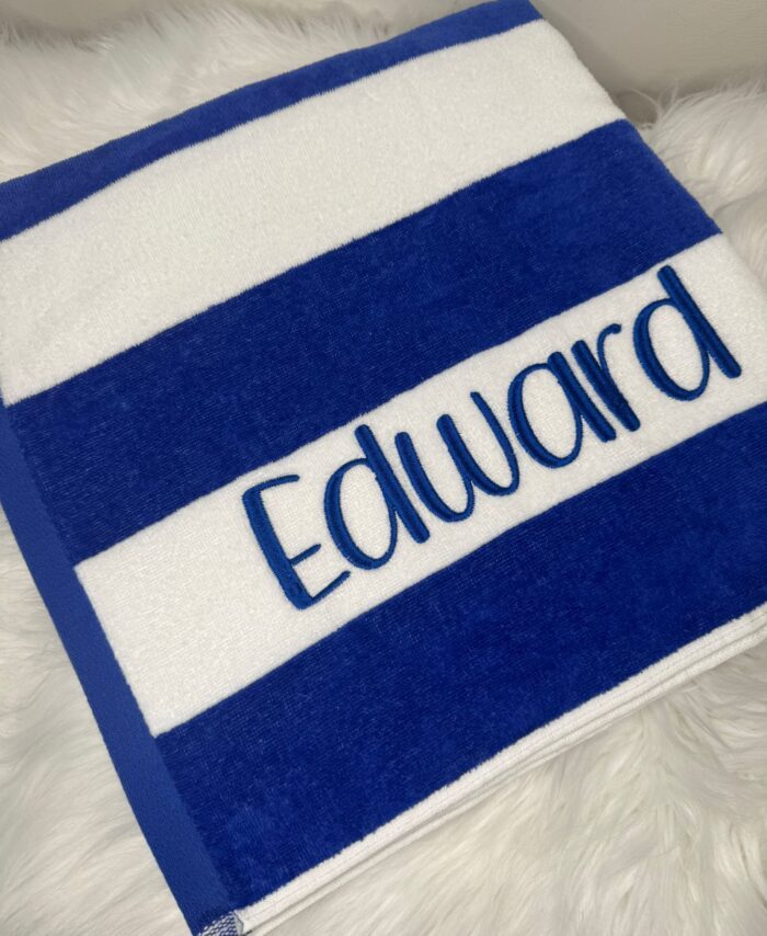 PERSONALISED STRIPED BEACH TOWEL WITH NAME