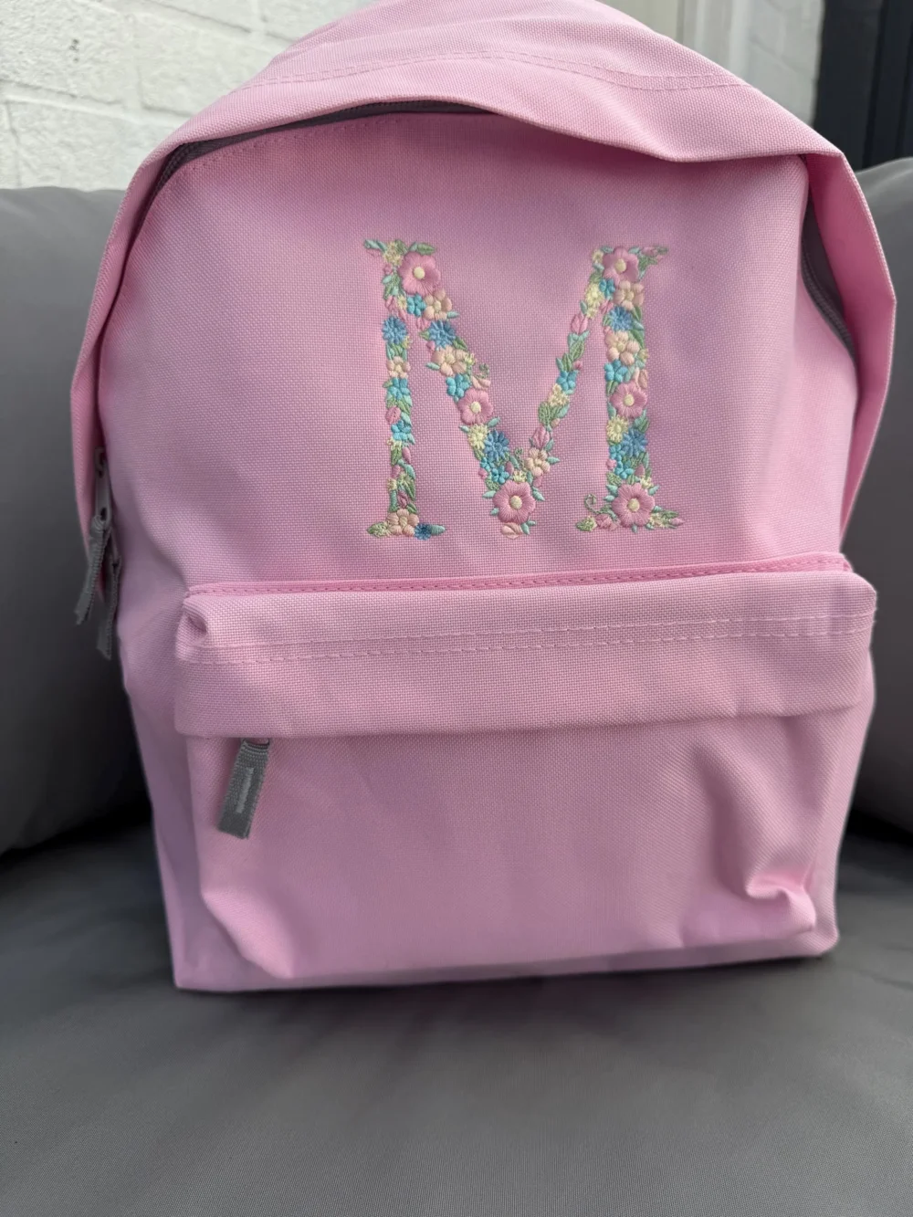 Floral embroidered back pack for school