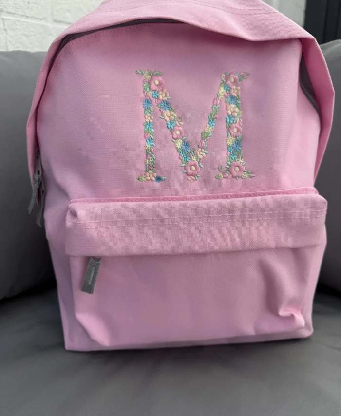 Floral embroidered back pack for school
