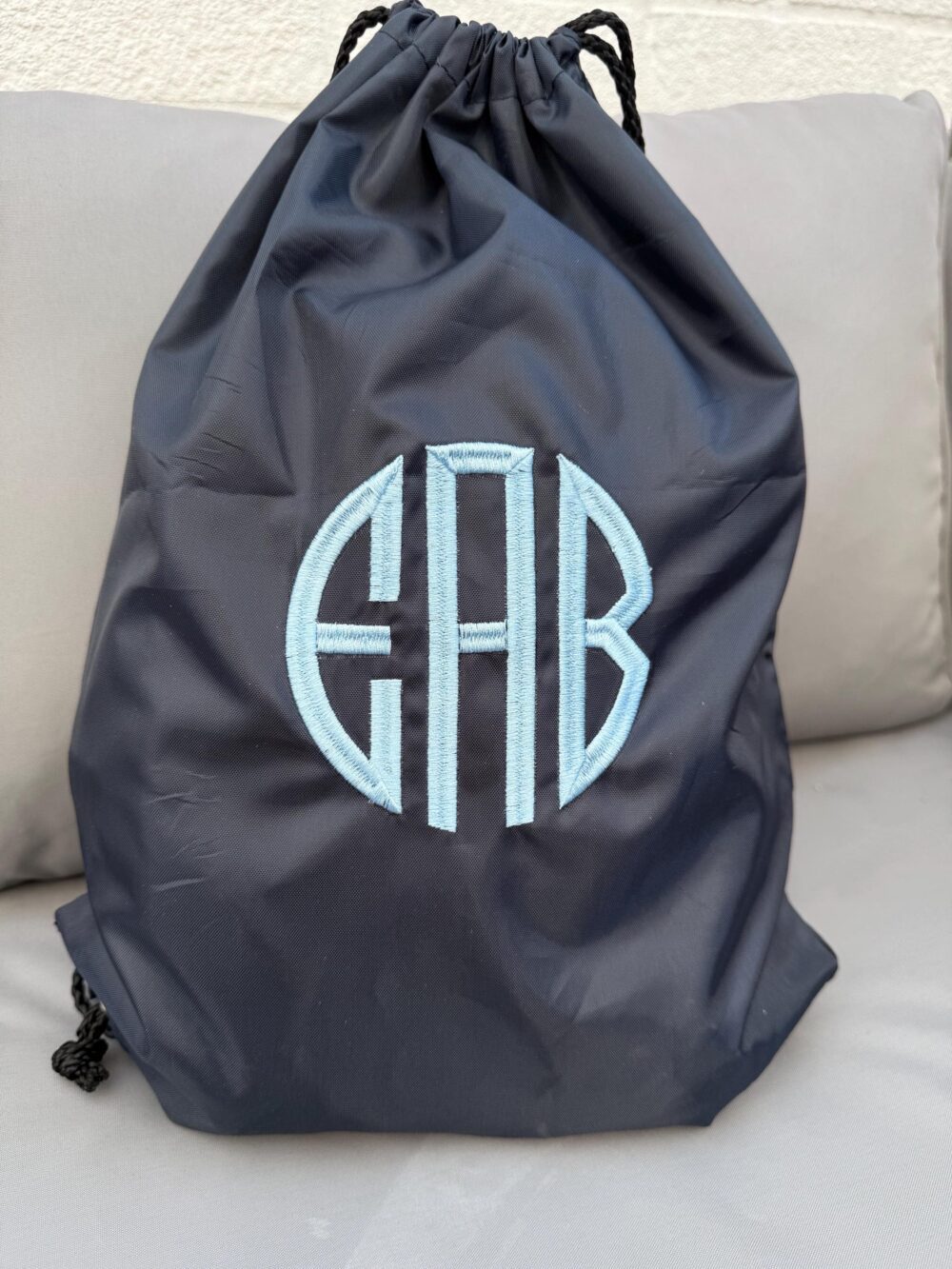Circle monogram embroidered sports bag for kids and toddlers