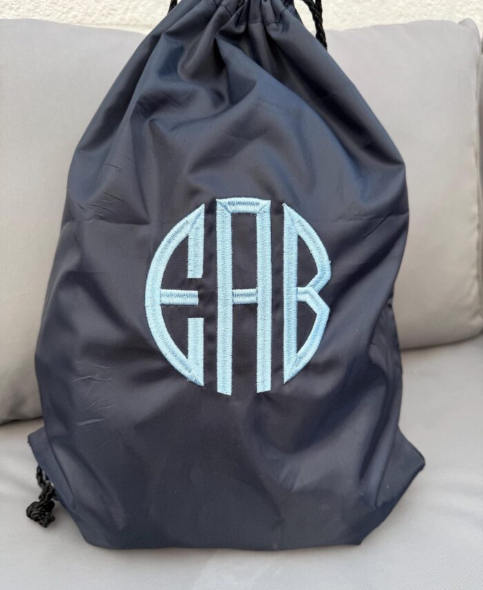 Circle monogram embroidered sports bag for kids and toddlers