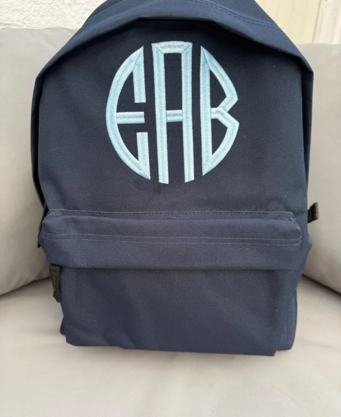 Embroidered Monogram Backpack: Personalized School Book Bag, Kids, Teen and Adult Book Bag