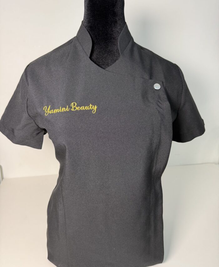 Personalised women’s beauty tunic with embroidered business logo for salon, spa, aesthetics clinic and professional workwear
